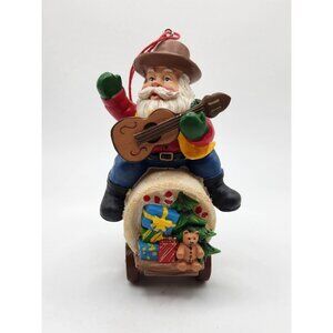 Vintage Miles Kimball Cowboy Santa On Wagon Christmas Ornament Western